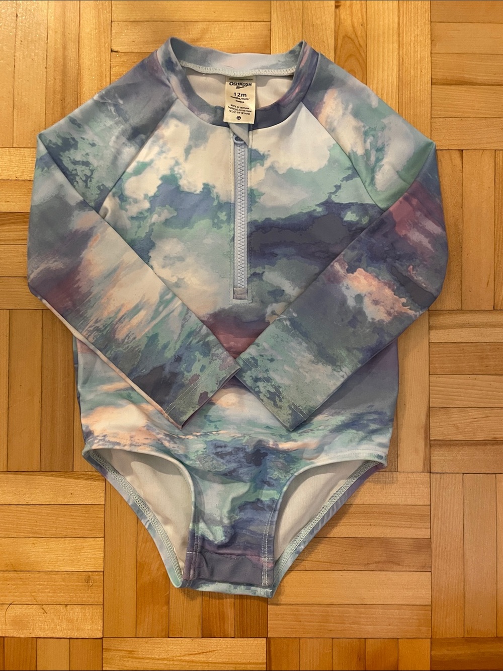 OshKosh B'gosh Girls One-Piece Rashguard Swimsuit in Blue, Purple, Pink